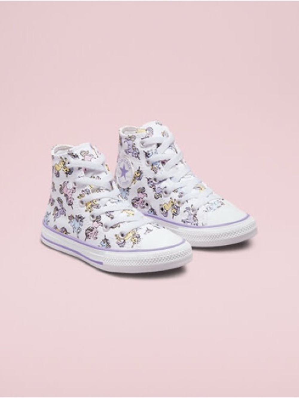 Kids Unicorn Converse High-Top Canvas Sneakers in White Moonstone 13